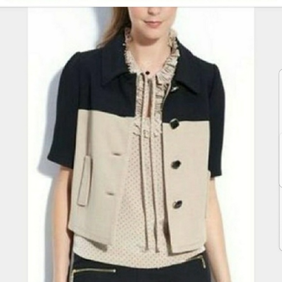 Kate Spade Two Tone Slim Boxy Collar Dahlia Blazer - Picture 2 of 7